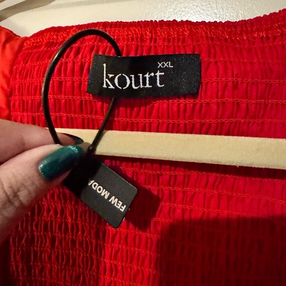NEW Kourt Anastasia Ruched Pleated Blouse Cropped Reformation Red Size XXL NWT - Picture 5 of 6